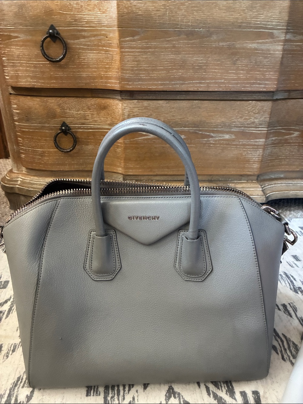 Givenchy Gray Leather Dome Satchel